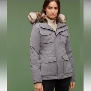 TNA Gray Ski Snow Jacket with Faux Fur Hood Trim